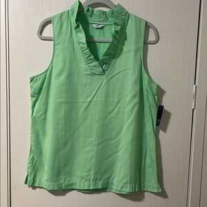 NWT Crown & Ivy Mint Green V-Neck Sleeveless Popover Tencel Top Large